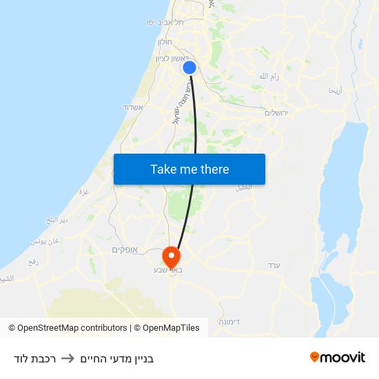 רכבת לוד to בניין מדעי החיים map