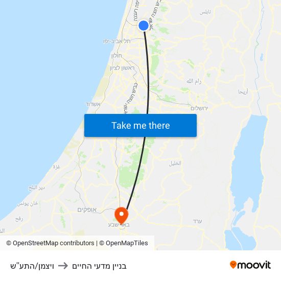 ויצמן/התע''ש to בניין מדעי החיים map