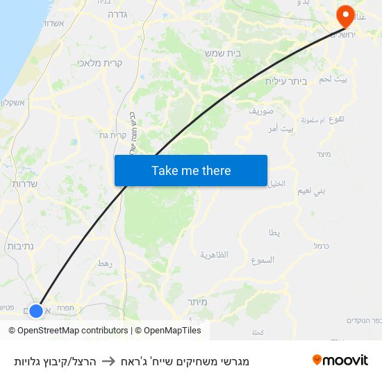 הרצל/קיבוץ גלויות to מגרשי משחיקים שייח' ג'ראח map