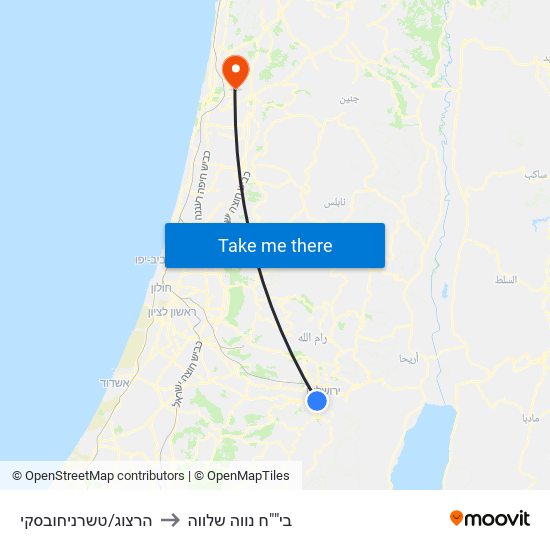 הרצוג/טשרניחובסקי to בי""ח נווה שלווה map