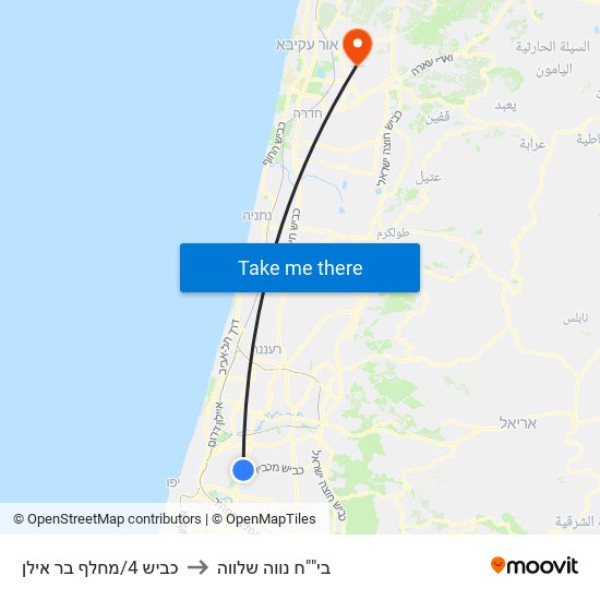 כביש 4/מחלף בר אילן to בי""ח נווה שלווה map