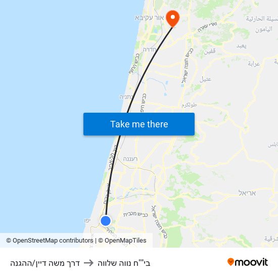 דרך משה דיין/ההגנה to בי""ח נווה שלווה map