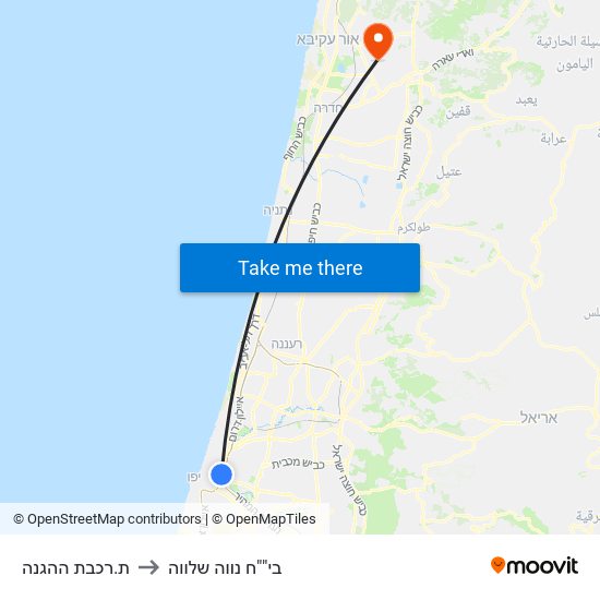 ת.רכבת ההגנה to בי""ח נווה שלווה map