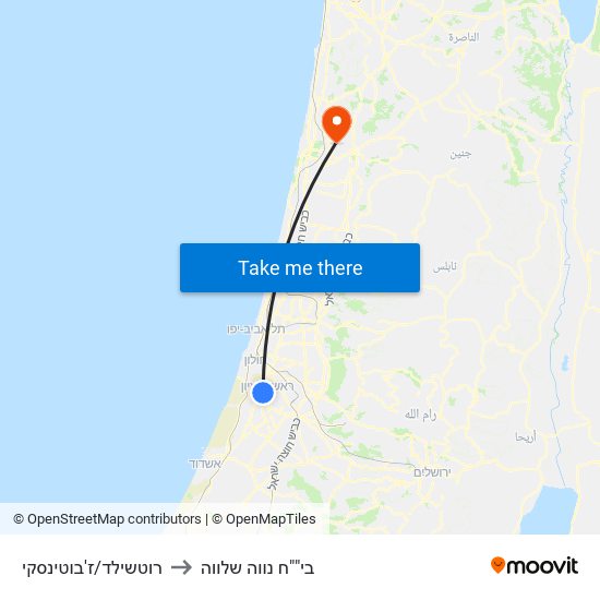 רוטשילד/ז'בוטינסקי to בי""ח נווה שלווה map