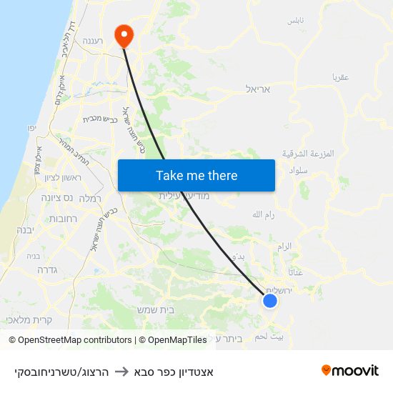 הרצוג/טשרניחובסקי to אצטדיון כפר סבא map