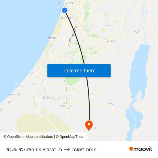 ת. רכבת צומת חולון/לוי אשכול to מנחת דימונה map