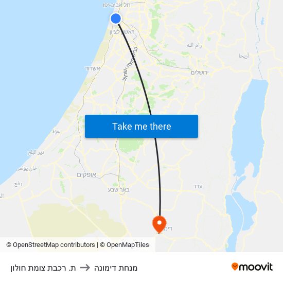 ת. רכבת צומת חולון to מנחת דימונה map