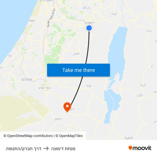 דרך חברון/התנופה to מנחת דימונה map