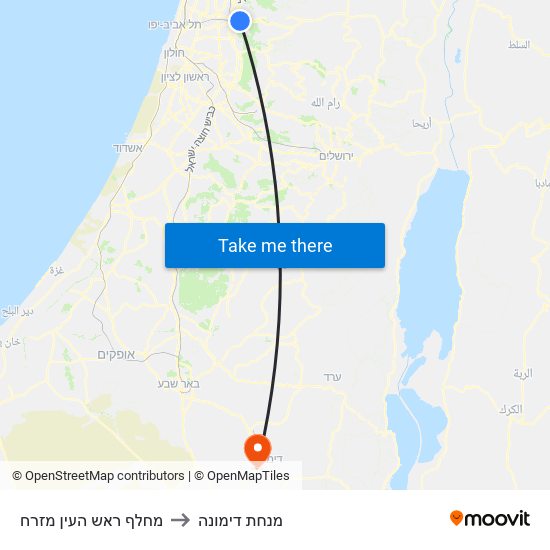 מחלף ראש העין מזרח to מנחת דימונה map