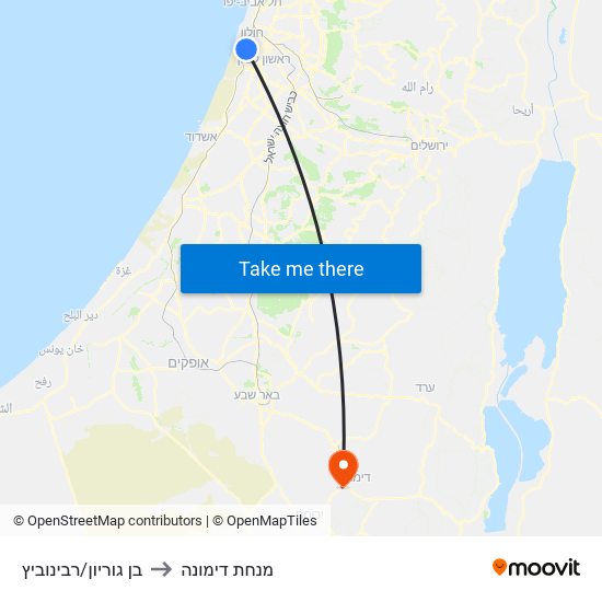 בן גוריון/רבינוביץ to מנחת דימונה map