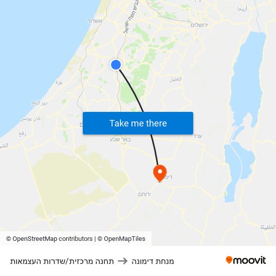 תחנה מרכזית/שדרות העצמאות to מנחת דימונה map