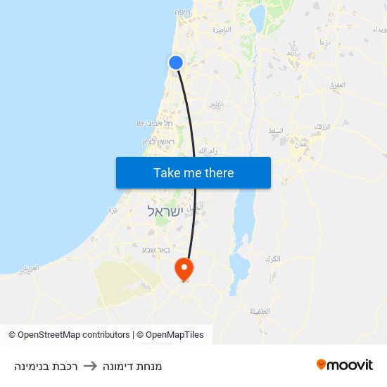 רכבת בנימינה to מנחת דימונה map