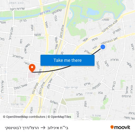 הרצל/דרך ז'בוטינסקי to בי""ח איכילוב map