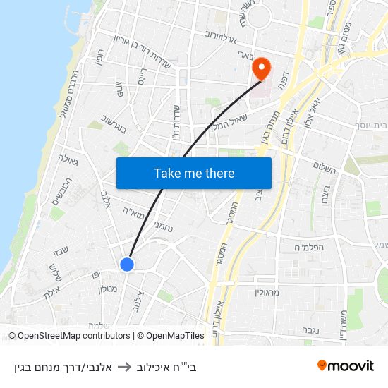 אלנבי/דרך מנחם בגין to בי""ח איכילוב map