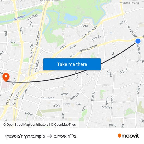 סוקולוב/דרך ז'בוטינסקי to בי""ח איכילוב map