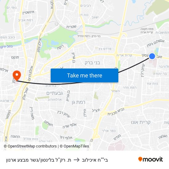 בלינסון קניון אבנת/מסוף יותם ויואב to בי""ח איכילוב map