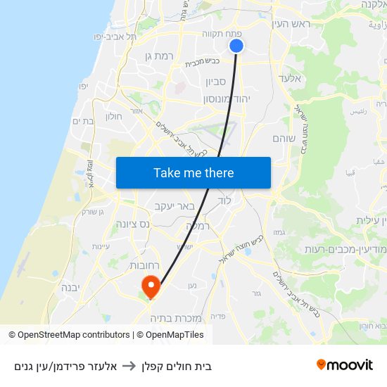 אלעזר פרידמן/עין גנים to בית חולים קפלן map