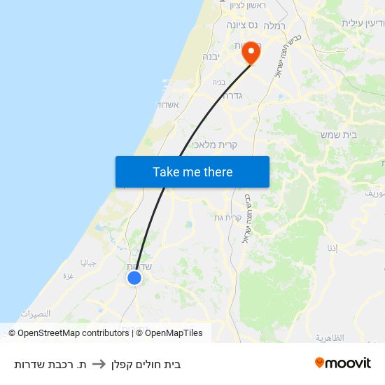 ת. רכבת שדרות to בית חולים קפלן map