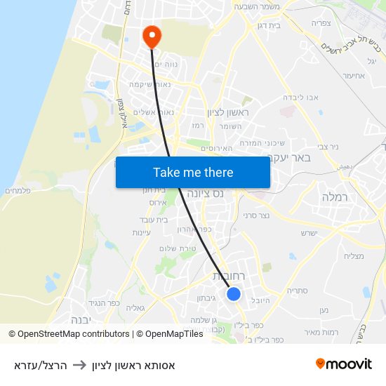 הרצל/עזרא to אסותא ראשון לציון map