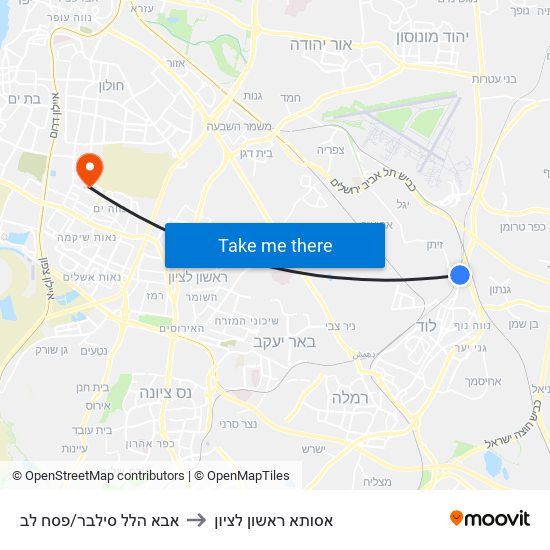 אבא הלל סילבר/פסח לב to אסותא ראשון לציון map