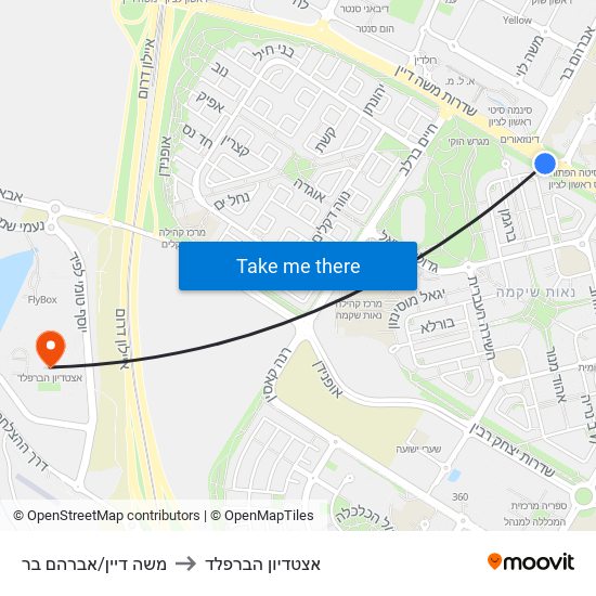 משה דיין/אברהם בר to אצטדיון הברפלד map