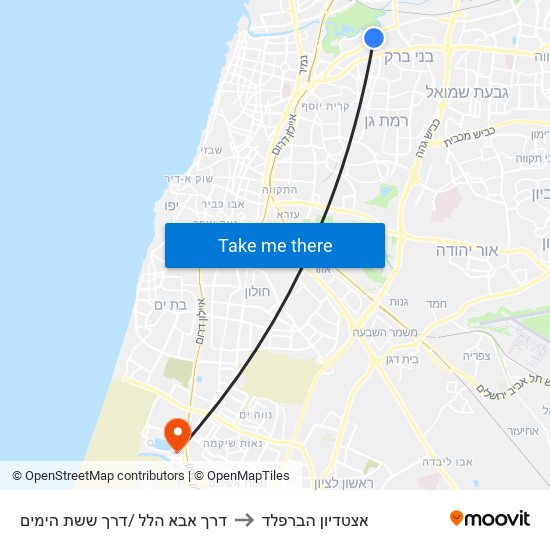 דרך אבא הלל /דרך ששת הימים to אצטדיון הברפלד map