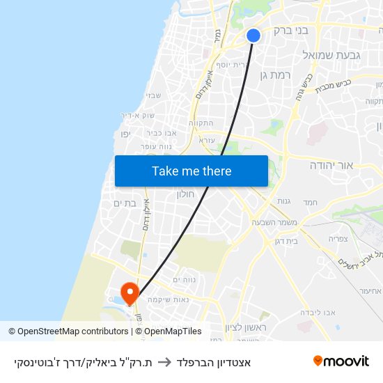 ת.רק''ל ביאליק/דרך ז'בוטינסקי to אצטדיון הברפלד map