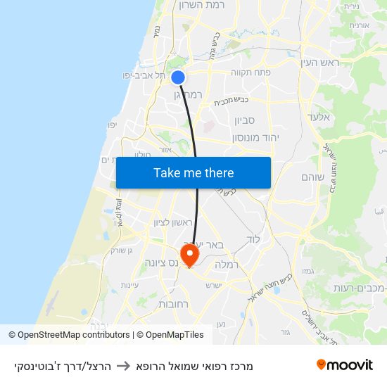 הרצל/דרך ז'בוטינסקי to מרכז רפואי שמואל הרופא map