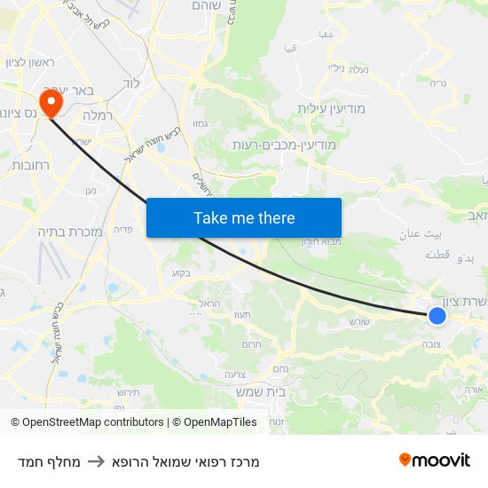 מחלף חמד to מרכז רפואי שמואל הרופא map