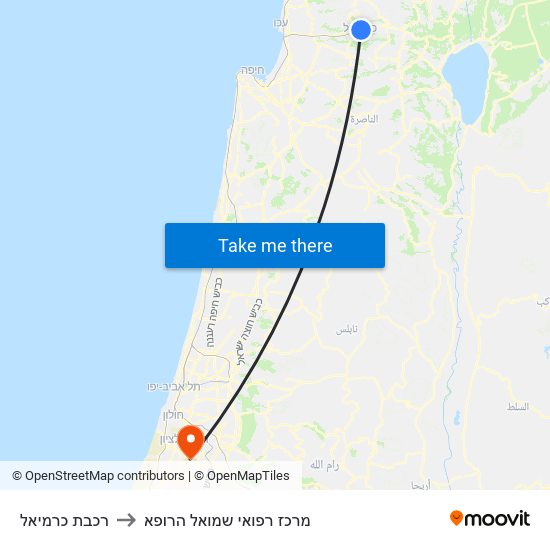 רכבת כרמיאל to מרכז רפואי שמואל הרופא map