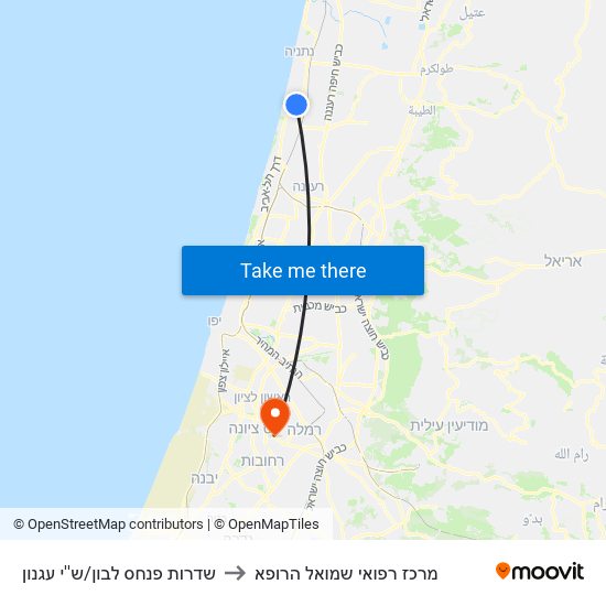 שדרות פנחס לבון/ש''י עגנון to מרכז רפואי שמואל הרופא map