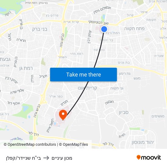 בי''ח שניידר/קפלן to מכון עיניים map