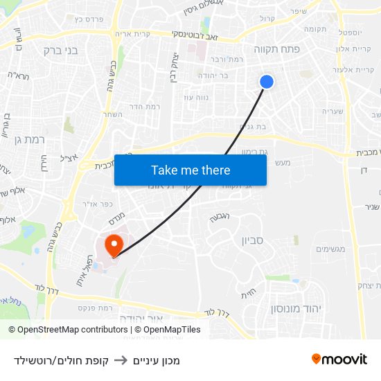 קופת חולים/רוטשילד to מכון עיניים map