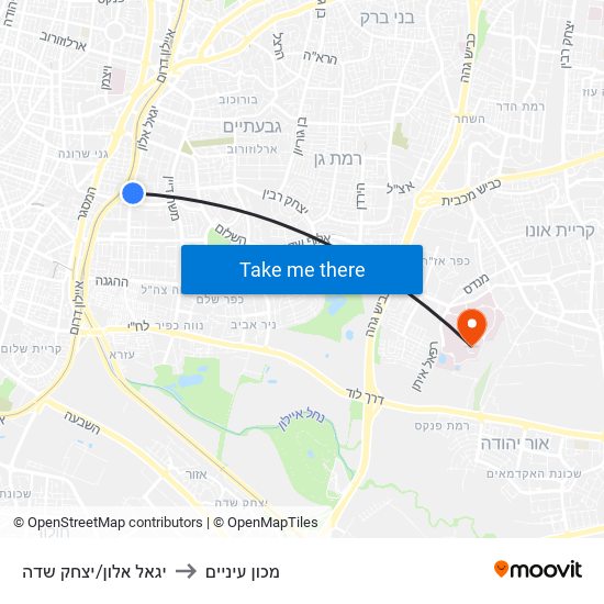 יגאל אלון/יצחק שדה to מכון עיניים map