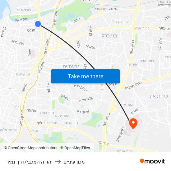 יהודה המכבי/דרך נמיר to מכון עיניים map