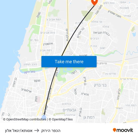 אסותא/יגאל אלון to הכפר הירוק map