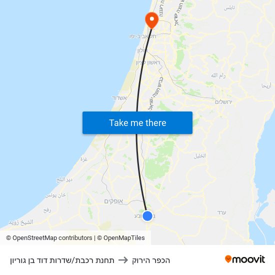 תחנת רכבת/שדרות דוד בן גוריון to הכפר הירוק map