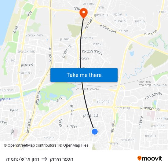 חזון אי''ש/נחמיה to הכפר הירוק map