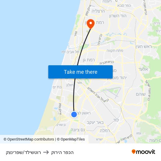 רוטשילד/שפרינצק to הכפר הירוק map