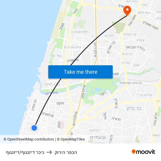 כיכר דיזנגוף/דיזנגוף to הכפר הירוק map