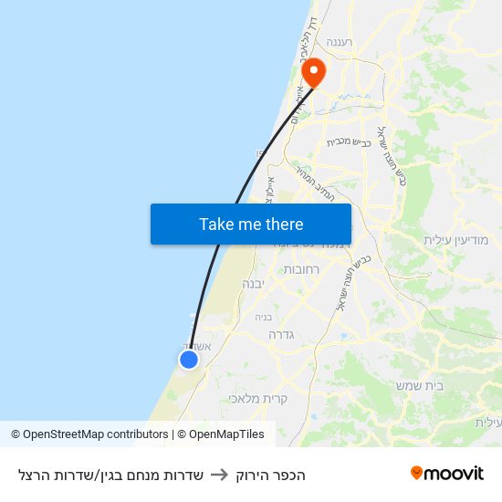 שדרות מנחם בגין/שדרות הרצל to הכפר הירוק map