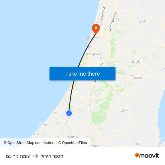 צומת ניר עם to הכפר הירוק map