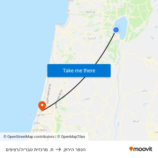 ת. מרכזית טבריה/רציפים to הכפר הירוק map