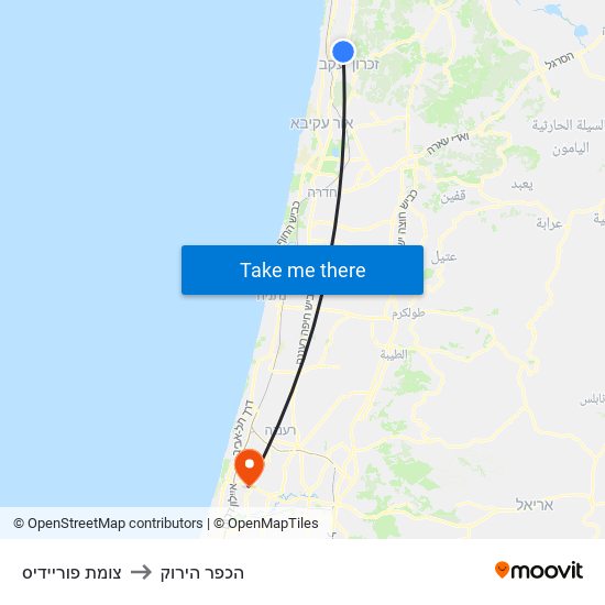 צומת פוריידיס to הכפר הירוק map