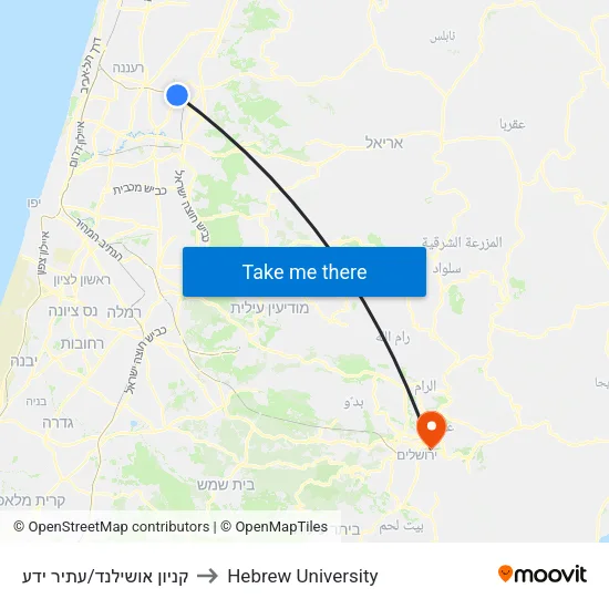 קניון אושילנד/עתיר ידע to Hebrew University map