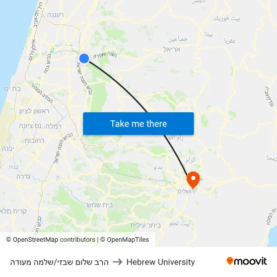 Rabbi Shalom Shabazi/Shlomo Meoda to Hebrew University map