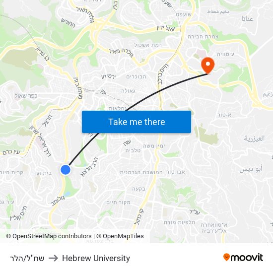 שח''ל/הלר to Hebrew University map