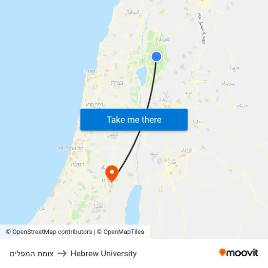 Maplim Junction to Hebrew University map