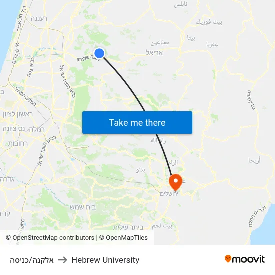 Elkana/Entrance to Hebrew University map