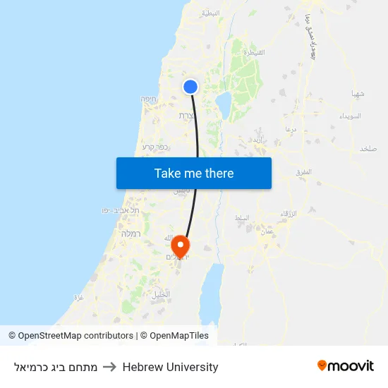Big Complex Carmiel to Hebrew University map